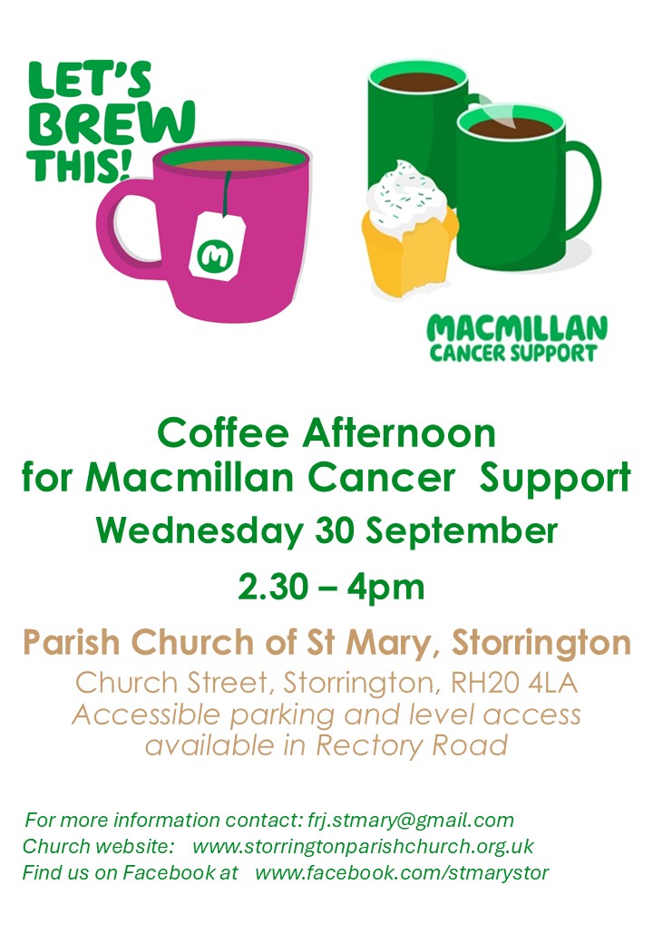 Macmillan Coffee Afternoon 30 September 2026